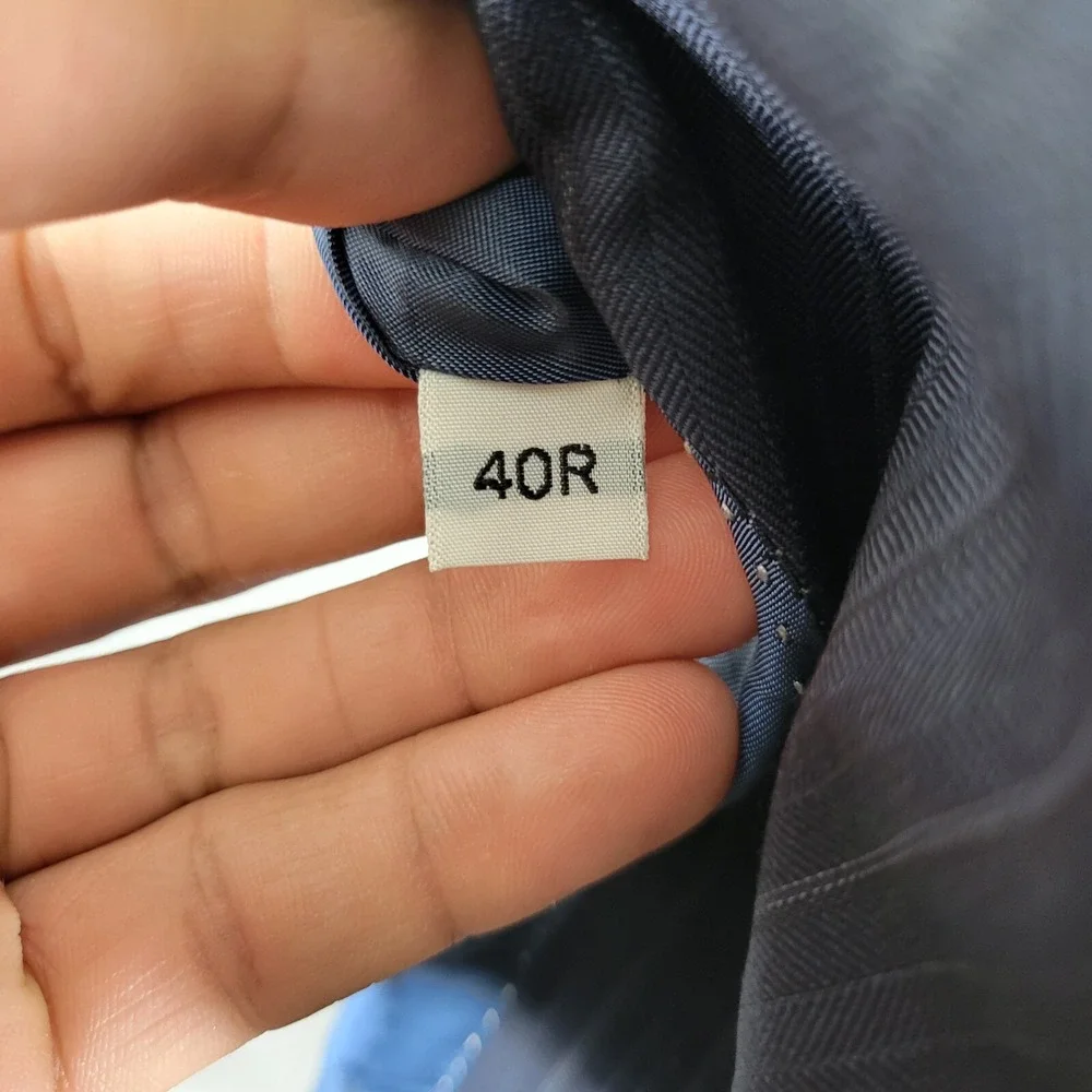 Hart Schaffner Marx Men's Sport‎ Coat Blazer Navy Striped Herringbone 40R
